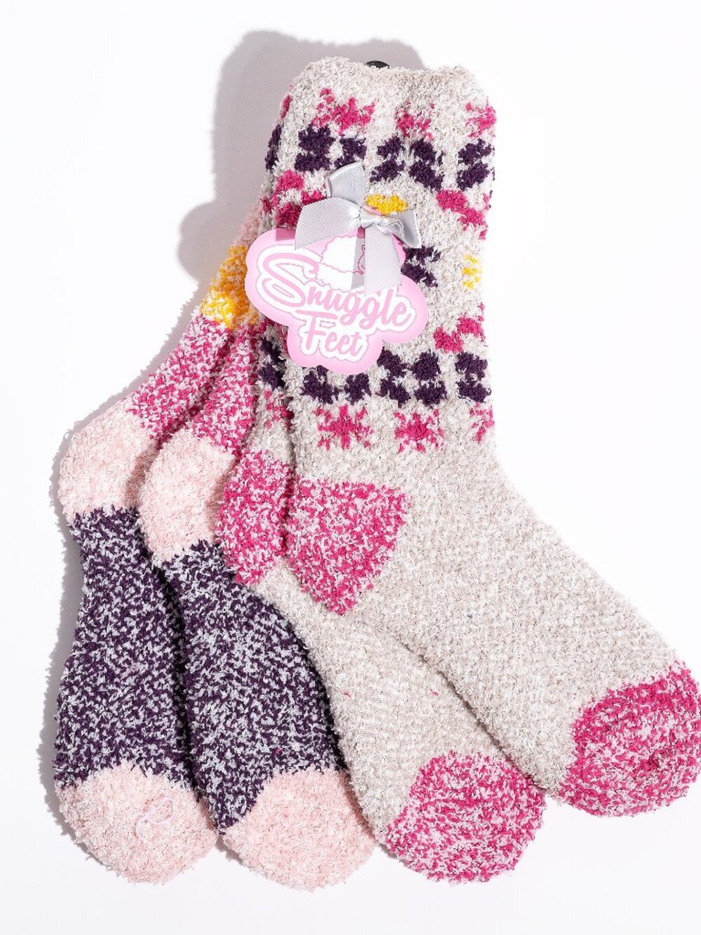 Snuggle Feet Women's Fuzzy Cozy Socks — 2 Pair Set, Size 5-9